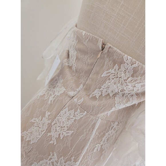 Lulus Wedding Loving Beauty White Lace Puff Sleeve Off The Shoulder Maxi Dress L - Picture 10 of 13